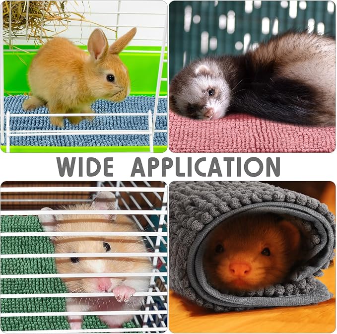 Amylove 4 Pcs Guinea Pig Cage Liner 16 x 24 Inch Washable Chenille Pee Pads Pet Dog Cat Bedding Training Mat Reusable for Small Animals Puppy Bunny Hamster Chinchilla - Image 4
