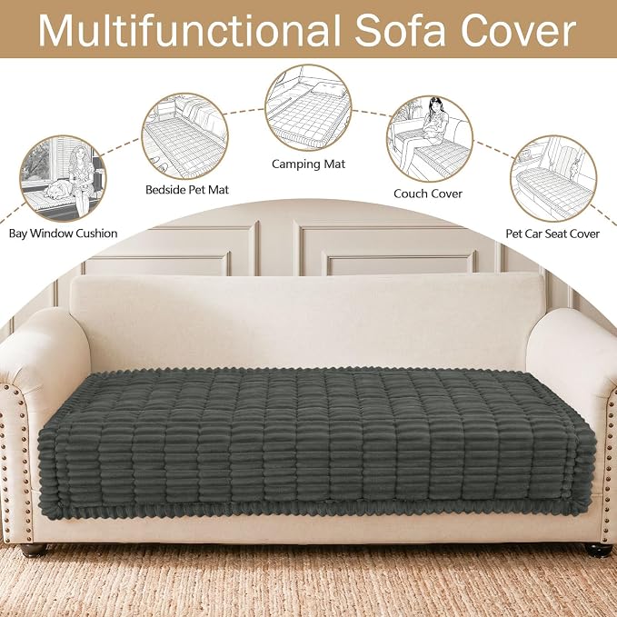 hyha Couch Cover for Dogs, Washable Non Slip Plush Flannel Sofa Protector | Thick Flannel, Silicone Anti-Slip Backing, Pet Hair & Scratch Protection, Fits Sofa & Loveseat (35.4" x 82.7") - Image 3
