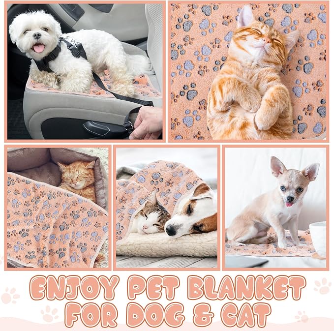 Chumia 40 Pcs Dog Blankets Soft Fluffy Fleece Washable Puppy Sleep Blankets Small Mat for Pets Throw Warm Bed Mat for Dog Puppy Cat (Brown,Paw) - Image 6