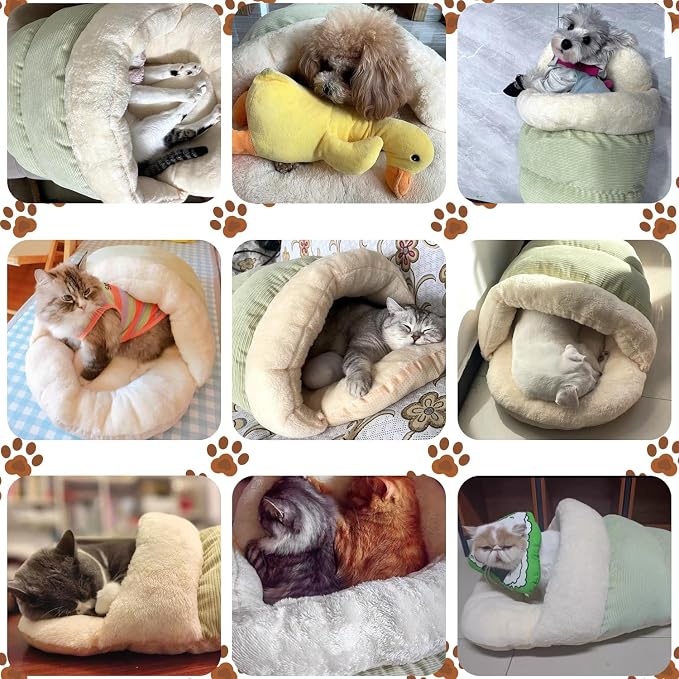 Romaneco Bed for Dog and Cat, Pet Bed, Ultra Soft Cute Plush Slipper Cat Cave Bed, Anti Slip Warm Pet House Nest, Self-Warming, Ideal for Indoor Use - Fits up to 25lbs (30"X22", L, Green) - Image 7
