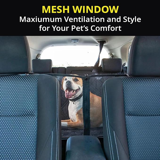 Meadowlark Dog Car Seat Cover with Mesh Window, Heavy-Duty Pet Seat Cover for Back Seat, Extra Padded Non-Slip Dog Hammock, Water-Resistant Back Seat Protector for Cars Trucks and SUVs (54" W x 58" L) - Image 3