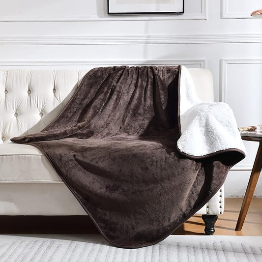 Waterproof Blanket for Bed Couch Sofa, Soft Liquid Pee Proof Pet Blanket for Dog Puppy Cat, Reversible Sherpa Fleece Furniture Protector (Brown, 60x80 inches) by Yaning