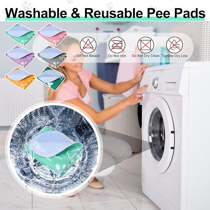 BEAUTYZOO 8 Pack Washable Pee Pads for Dogs, Reusable Puppy Pads for Potty Training, Waterproof Super Absorbent Whelping Pads Mats Non Slip Against Urine for Small Medium Dogs Cats, 18" x 24" - Image 3