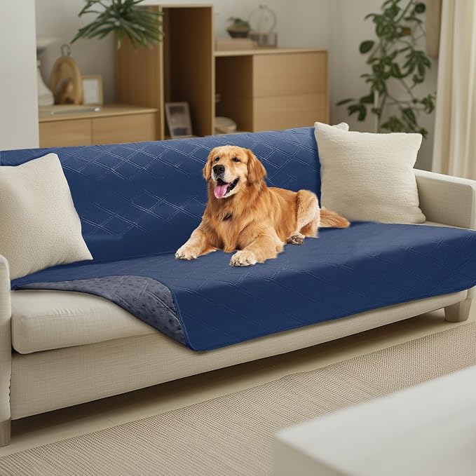 Luciphia Waterproof Couch Cover for Dogs, Non-Slip Pet Sofa Protector | Non-slip waterproof couch cover scratch-resistant machine washable protects sofa bed from spills fur, Navy Blue, 52" x 82" by luciphia