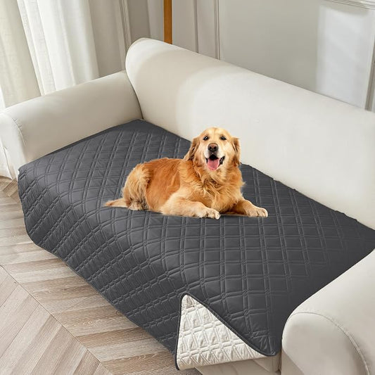 Genina Waterproof Couch Cover,Washable Anti-Slip 78inch Sofa Covers with 3 Cushions,Sectional Couch Covers for Pets Friendly, Sofa Slipcovers for Dogs Cats(78inch/Dark Grey) by Genina
