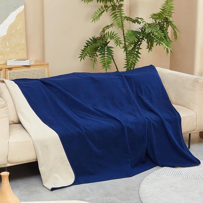 Catalonia Waterproof Bed Blanket, Washable Reversible Furniture Protector | Navy/Taupe Double-Sided Fleece, Leakproof Protection for Bed, Sofa and Couch, Resists Spills, Stains and Everyday Messes - Image 6
