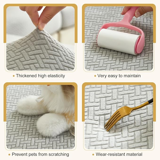 Couch Cushion Covers & Couch Cover for Sectional Sofas, Reversible Non-Slip Sofa Slipcovers, Washable Pet Proof Home Decor Protector (Grey, 3 Seats + Chaise Cover) - Image 4
