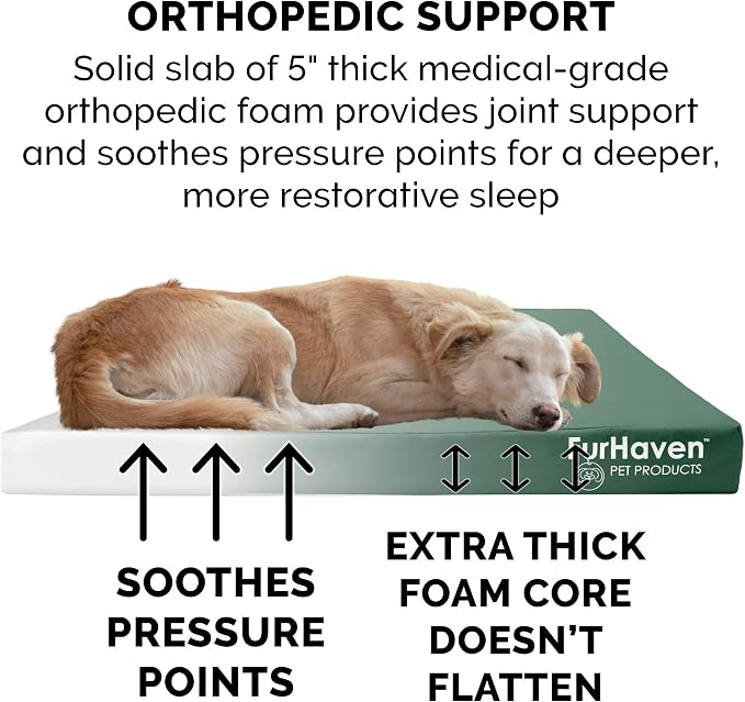 Furhaven Water-Resistant Orthopedic Dog Bed for Large Dogs w/ Removable Washable Cover, For Dogs Up to 125 lbs - Indoor/Outdoor Logo Print Oxford Polycanvas Mattress - Forest, Jumbo Plus/XXL - Image 5