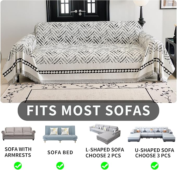 HAOMAIJIA Non Slip Couch Cover Sofa Covers for 3 Cushion Couch Washable sectional Couch Covers for Dogs pet Furniture Protector Couch Cover Blanket for Living Room (MR-Black, 71"x134") - Image 5