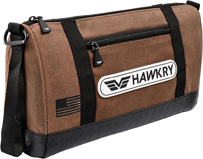 HAWKRY Canvas Tool Pouch – Brown Tool Bag for Tool Storage, DIY, Electrical, Auto or Hobby Use | Rugged Canvas Organizer with Zipper & Reinforced Base – Compact Utility Pouch for Toolbox or Car by HAWKRY
