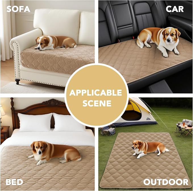 H.VERSAILTEX Couch Cover Chenille Pet Fuzzy Sofa Covers for 3 Cushion Couch Anti Slip Washable Sofa Slipcovers with Strap Soft Couch Protector Cover for Dogs Cats Kids(34.5" x 82",Khaki) - Image 5