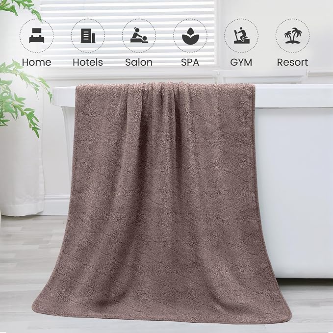 JML Microfiber Bath Towels, 2 Pack, 30 in x 60 in, Chocolate | Hanging Loop, Super Soft, Absorbent, Lint Free, Fade Resistant, Lightweight, Quick Dry, Use for SPA , Sauna, Salon Hair Wrap - Image 8