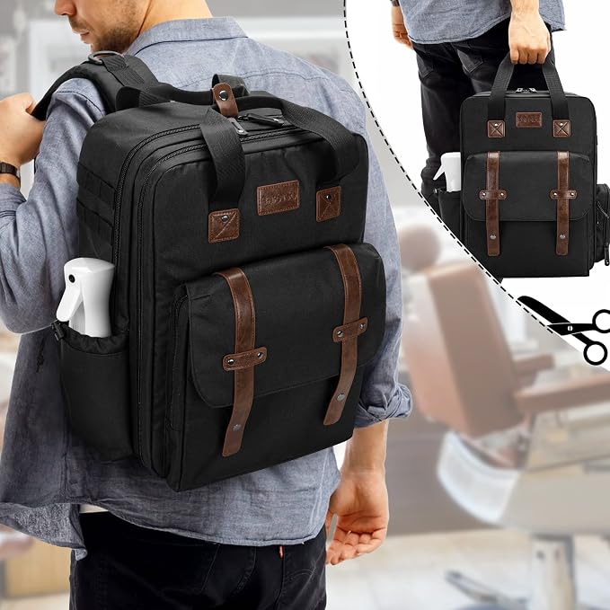 BAFASO Large Capacity Barber Case, Travel Hairdresser Bag, Black | Holds Various Hair Cutting Tools. - Image 8