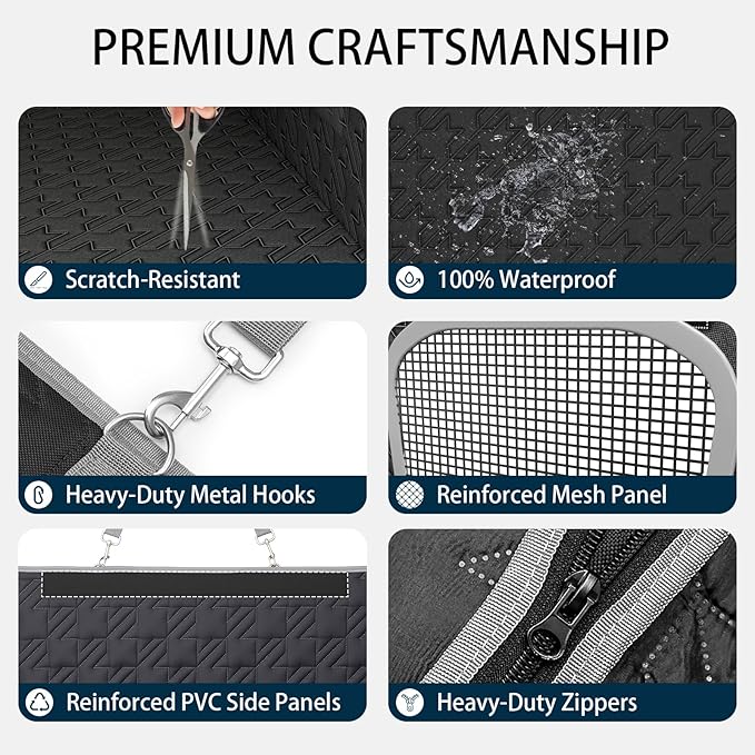 Upgraded Durable Hard Bottom Dog Car Seat Cover with EPE Sponge Cushion,Foldable Dog Rear Seat Protector,Waterproof Dog Hammock for Car, Seamless Dogs Back Seat Extender for Car SUV Truck(L) - Image 6