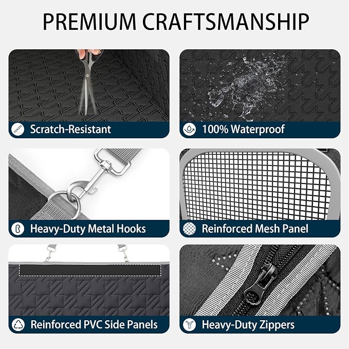Upgraded Durable Hard Bottom Dog Car Seat Cover with EPE Sponge Cushion, Foldable Dog Rear Seat Protector, Waterproof Pet Car Seat Hammock, Seamless Dogs Back Seat Extender for SUV Truck(XL) - Image 6