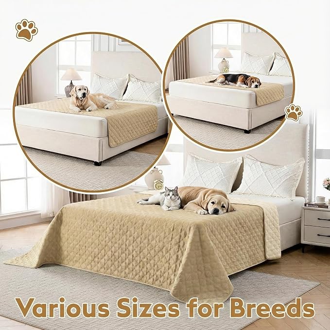 FunFurry Waterproof Dog Blanket, Couch Cover for Dogs Washable, Reversible Dog Bed Cover, Couch Furniture Protector. (Dark＆Light Beige, 30 X 53 Inch - 1 Pack) - Image 4