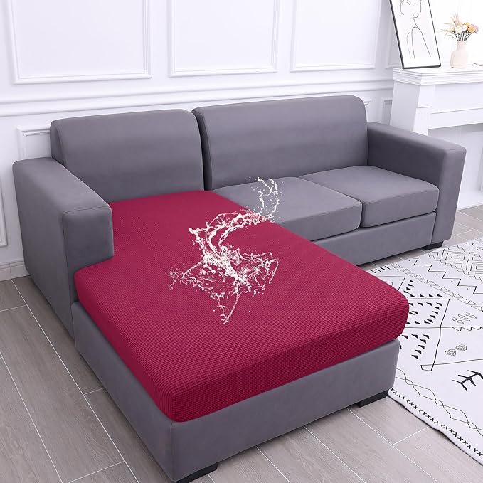 hyha Waterproof Sectional Couch Covers, Non Slip Sofa Cushion Covers | L Shape Sectional Fit, Stretch Jacquard Fabric, Elastic Bottom, Waterproof Protection (1 Piece for Chaise XL) by hyha