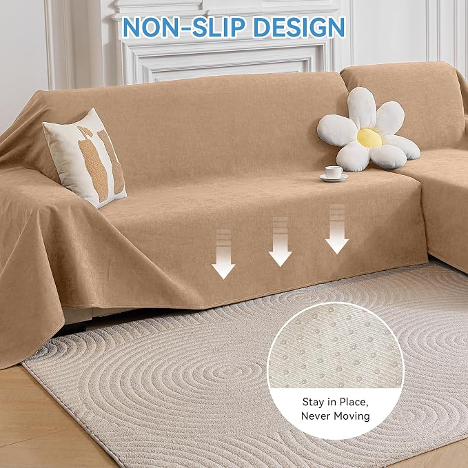 Deep Dream Sectional Couch Covers, 2 Pieces 100% Waterproof L Shaped Sofa Cover, Non Slip Couch Cover for Dogs Cats Washable, Pet Friendly Sofa Slipcovers Furniture Protector (XX-Large, Brown) - Image 5