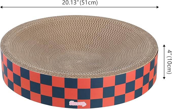 CSR1010D Nelson 20.13" Modern Cardboard Round Bowl Cat Scratcher with Catnip, Berry Cherry - Image 3