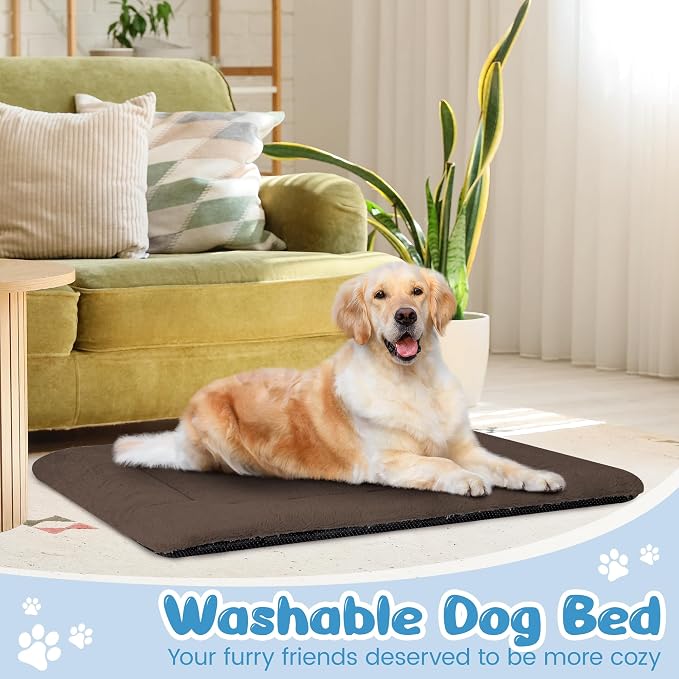 Dog Crate Pad Washable for 48 Inch Crate, Plush Anti-Slip Crate Mat for Large Dogs, XL Kennel Pad for Home, Travel and Training, 48 x 30 Inch, Brown - Image 6