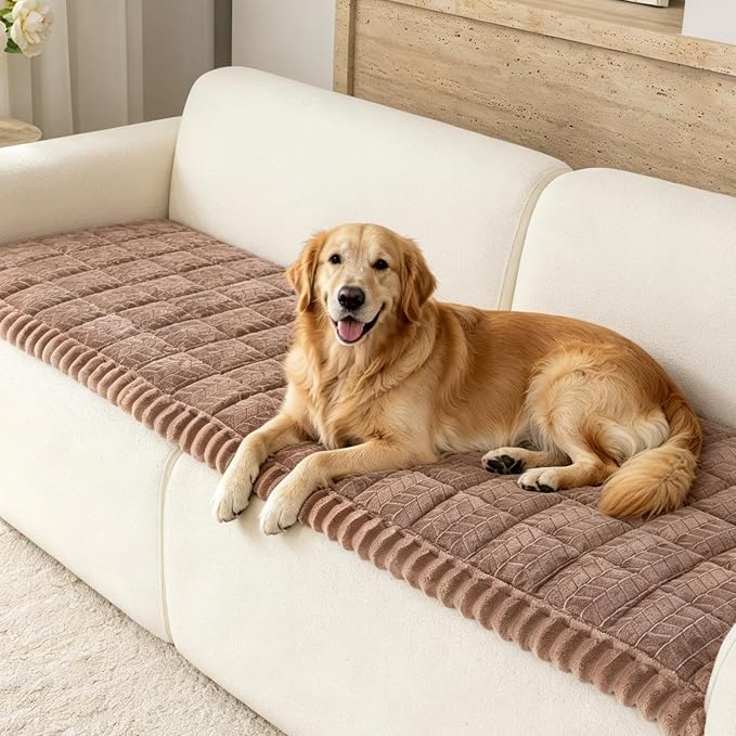 Thick Pet Couch Covers for Sofa (27.6"x70.9",Dark Brown) | Soft Sofa Covers for 3 Cushion Couch, Machine Washable，Non Slip Sofa Cover, Flannel Dog Pet Friendly Couch Covers Protector by TIANXINBAOBEI