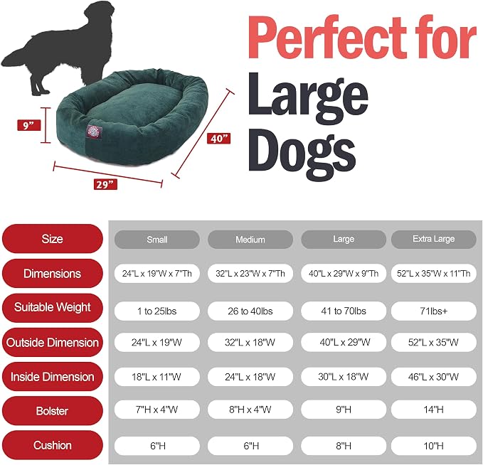 Majestic Pet 40 Inch Micro Velvet Calming Dog Bed Washable – Cozy Soft Round Dog Bed with Spine for Head Support - Fluffy Donut Puppy Mat 40x29x9 (inch) Large – Marine - Image 3