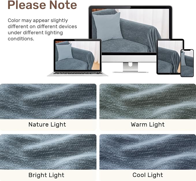 2 Pieces Sectional Couch Covers L Shaped Cover XXXL Dusty Blue | Thick Washable Fabric for L Shaped Sectional Sofa, Anti-Pet Hair, Stain & Wear Resistant, Easy Care & Installation - Image 8