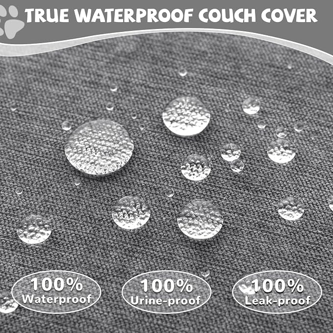 Waterproof Non-Slip Couch Cover for Pets & Dogs, Gray 71" x 134" | Pet Sofa Cover, Washable, Pet Friendly, Anti Cat Scratch, Furniture Protector, for 3 Cushion Couch Sectional L Shaped Sofa - Image 3