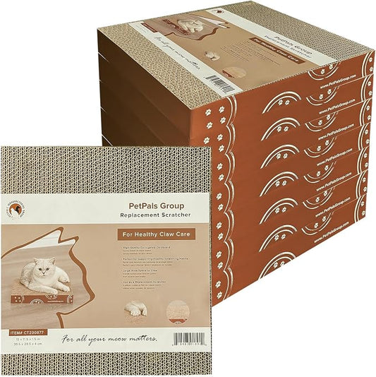 Petpals Corrugated Cardboard Cat Scratcher Replacement 8-Pack | Scratching Pad Replacement for Petpals Products Jodie / Poly, Sofa Couch Furniture Protectors from Cat Scratching, Brown by Petpals