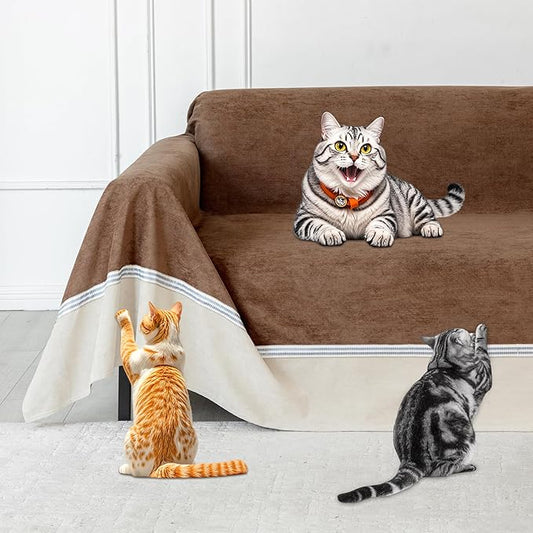 Loiion Cat Scratch Proof Furniture Protector Waterproof Sofa Cover 118"x91" | Pet-Friendly Couch Protector, Anti-Scratch & Anti-Slip Sofa Cover For Cats Dogs Kids, Machine Washable by Loiion