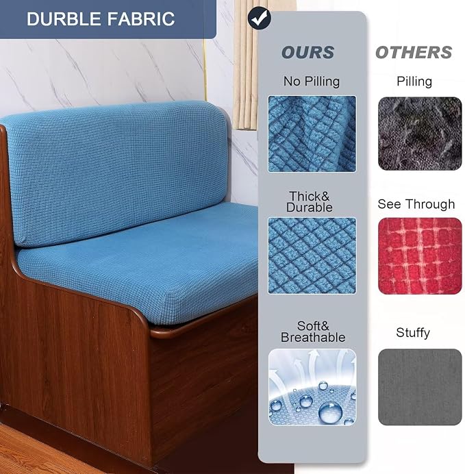 NILUOH RV Dinette Cushion Covers,Jacquard Camper Cushion Slipcovers Replacement Sofa Cushions Washable Loveseat Slipcovers for Travel Trailer Couch (2 Bench Cover & 2 Backrest Cover, Blue) - Image 4