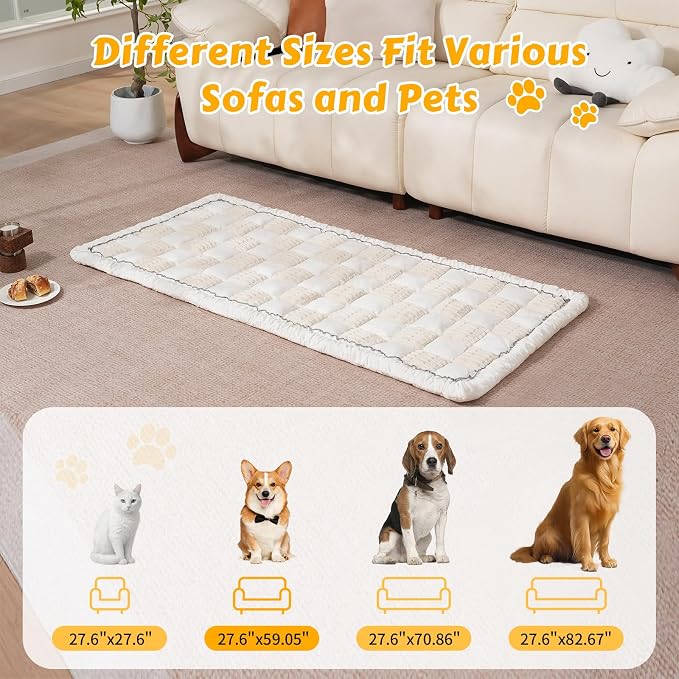 Pet Couch Cover for Dogs & Cats, Soft Flannel Non-Slip Couch Sofa Cover Protector, Dog Bed Sleeping Mat, Washable Reversible Anti-Slip Dog Bed for Small Medium Large Pets(27.6X59.05, Beige) - Image 3
