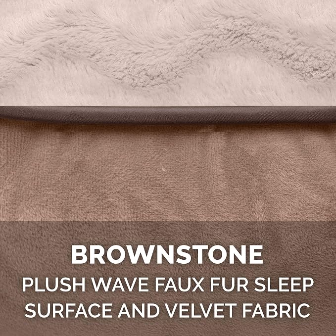 Furhaven Replacement Dog Bed Cover Perfect Comfort Plush & Velvet Waves Sofa-Style, Machine Washable - Brownstone, Large - Image 4