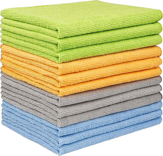 AIDEA Microfiber Cleaning Cloth 12 Pack, Microfiber Towels for Cars, Soft & Absorbent Cleaning Rags, Premium Lint Free Shop Towels for House, Kitchen, Car, 12inx16in by AIDEAHOME