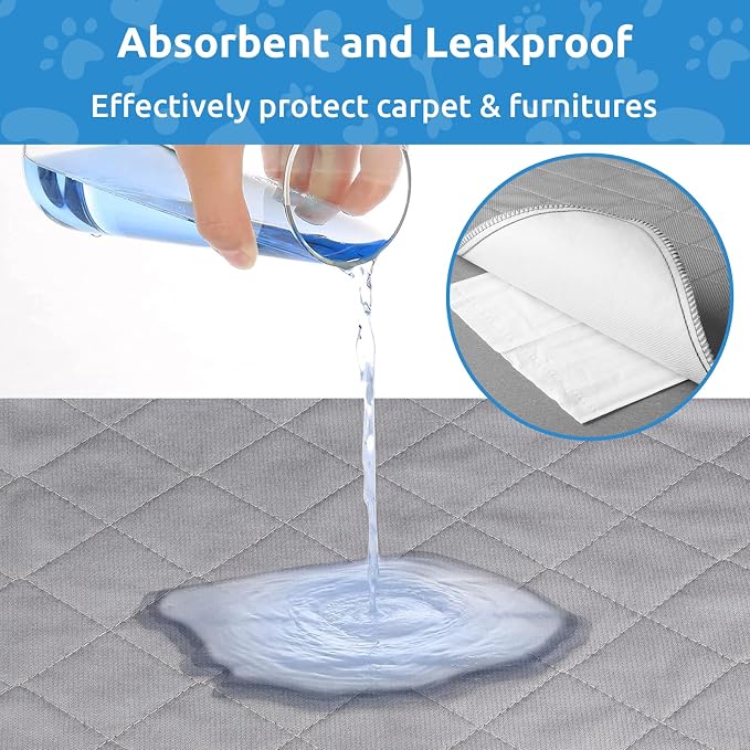 Washable Reusable Dog Pee Pads, 82"x120" Absorbent & Waterproof Puppy Training Pad for Crate, Playpen & Carpet, Large Potty Pads for Dogs, Cats & Small Pets - Image 6