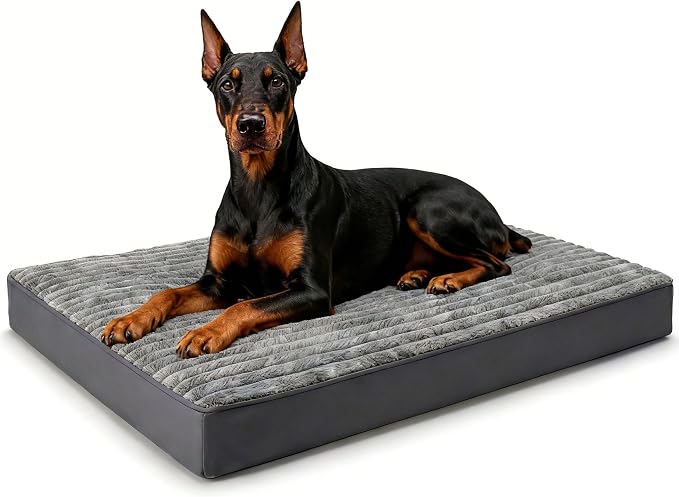 Dog Bed Extra Large Sized Dogs, Orthopedic Flannel XXL Dog Bed with Removable Washable Cover, Waterproof Indestructible Big Dogs Beds with Anti-Slip Bottom, Egg Crate Memory Foam Pad, 47"x29"x4", Grey by Unknown