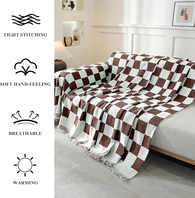 Couch Cover for Sofa, Boho Sofa Cover Washable Couch Cover for Dogs, Pet Sofa Cover for 2-Cushion Couches with Tassel Furniture Protector Cover,71" x 118",Dark Coffee-Square - Image 3