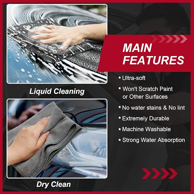 Oudain 300 Pcs Microfiber Cleaning Cloth 16x16 Inch Microfiber Towels for Car Ultra Absorbent Cleaning Rags Reusable Lint Free Streak Free Detailing Towel for Car Washing Drying Dusting (Gray) - Image 4