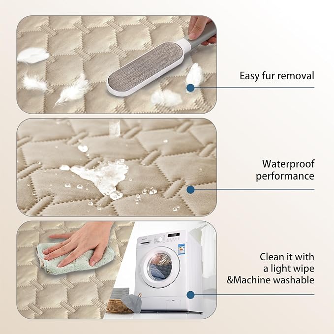 gogobunny 3X Stronger Waterproof Pet Blanket, Scratch Proof Furniture Protector for Dogs Cats, Reversible Cover 30x90 Inch, Dark Beige - Image 4