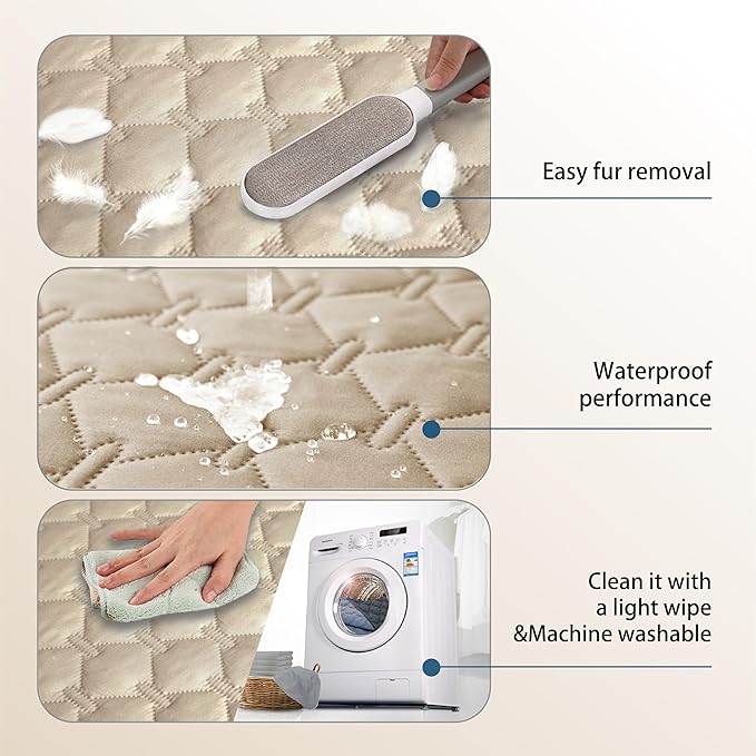 gogobunny 3X Stronger Waterproof Pet Blanket, Scratch Proof Furniture Protector for Dogs Cats, Reversible Cover 30x70 Inch, Dark Beige - Image 5