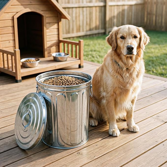Plexon 5 Gallon Small Metal Trash Can with Lid Outdoor Galvanized Bucket with Lid 5 Gal Fireplace Ash Bucket for Wood Stove Storage Can for Dog Food Bird Seed Storage Container 6 Pack - Image 7