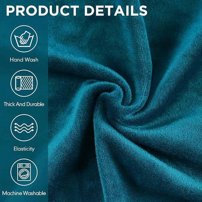 Peryiter 7 Pcs L Shape Sectional Recliner Sofa Covers 5 Seat Sectional Couch Covers Milk Silk Velvet Stretch Reclining Sofa Slipcover Furniture Protector for Living Room(Deep Teal,Velvet) - Image 5
