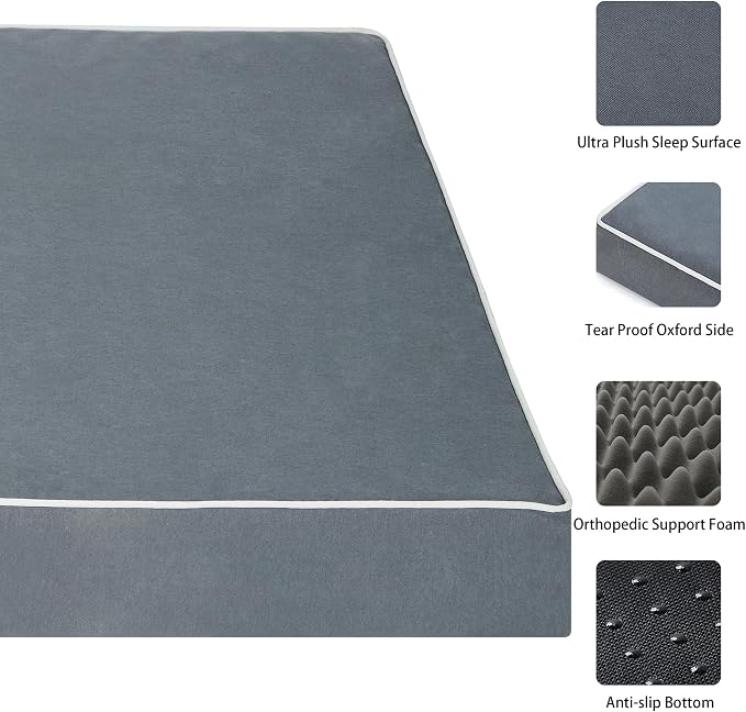 Dark Grey 36''x27''x3 Medium L Orthopedic Dog Bed | Soft, Waterproof, Egg Foam, Pet Crate Beds Mat, Kennel Pads, Removable Washable Cover,Non-Slip Bottom,Anti-slip oxford fabric - Image 4