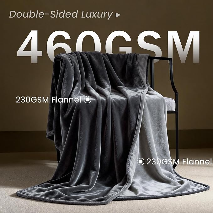 gogobunny Waterproof Reversible Flannel Blanket for Dogs and Cats, Double-Sided Furniture Protector Throw for Sofa, Couch, Bed Against Spills & Pet Fur (50" x 60", Dark Grey/Light Grey) - Image 5