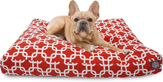Red Links Small Rectangle Indoor Outdoor Pet Dog Bed With Removable Washable Cover By Majestic Pet Products by MajesticPet