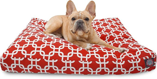 Red Links Small Rectangle Indoor Outdoor Pet Dog Bed With Removable Washable Cover By Majestic Pet Products by MajesticPet