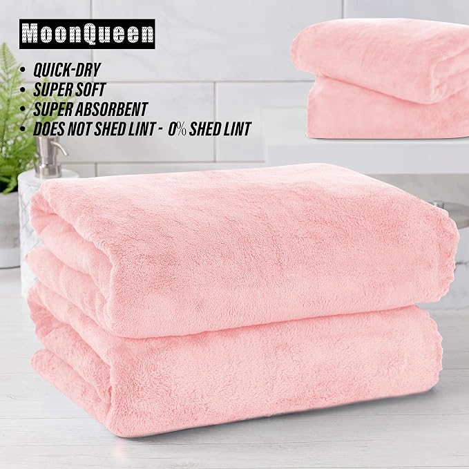MOONQUEEN 6 Pack Premium Bath Towel Set - Quick Drying - Microfiber Coral Velvet Highly Absorbent Towels - Multipurpose Use as Bath Fitness, Bathroom, Shower, Sports, Yoga Towel (Pink) - Image 5