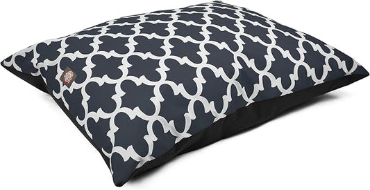 Majestic Pet Rectangle Medium Dog Bed Washable – Non Slip Comfy Pet Bed – Dog Crate Bed Super Value Pillow Dog Bed – Dog Kennel Bed for Sleeping - Dog Bed Medium Breed 35 x 28 Inch – Trellis Navy by MajesticPet