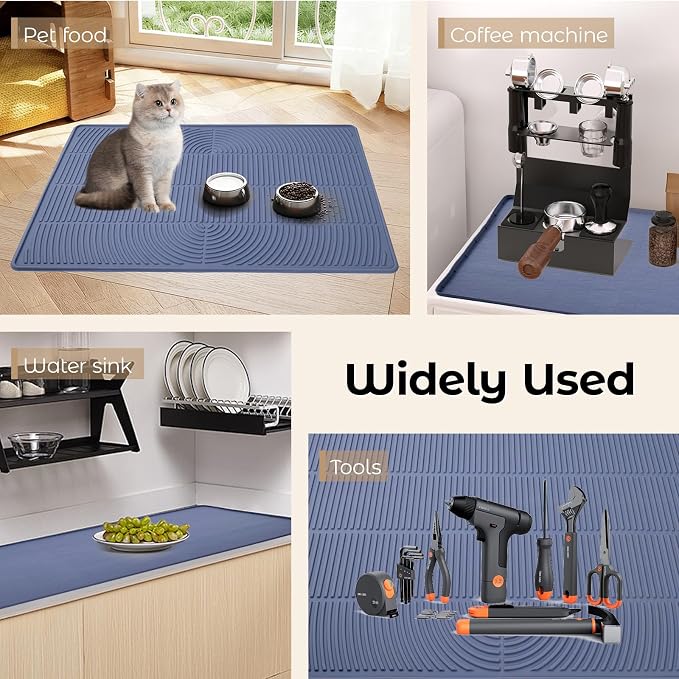 47" x 35" Extra Large Cat Litter Mat, Heavy Duty Waterproof Litter Box Floor Mat for Multiple Cats, Jumbo Silicone Pad Traps Litter & Liquid, Machine Washable for Easy Cleaning, Grey - Image 5