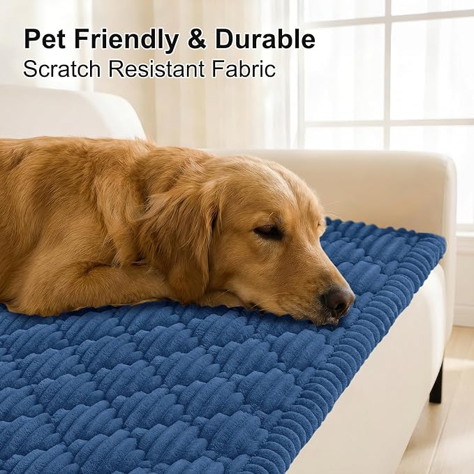 Smiry Couch Cover for Dogs Washable, Non Slip Fuzzy Pet Sofa Protector | Soft Thick Furniture Cover for Sofa, Loveseat and Sectional, Scratch & Pet Hair Resistant (Navy, 27.6" x 88") - Image 3